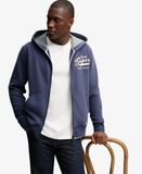 Superdry Homme Sweat Zippé à Capuche Heritage Applique Coupe Décontractée Dark Blue Taille: L