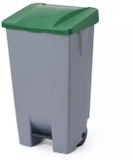 HENDI Afvalcontainer 120 liter met pedaalbediening - polypropyleen - lichtgrijs - met wielen