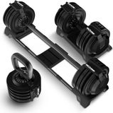 NEOLYMP 3-in-1 Dumbbell Set 2-24kg – Verstelbare Dumbbells & Halterstang – Halterset