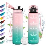 Drinkfles voor kinderen, 500 ml, lekvrij, eenvoudige reiniging, drinkfles met filter, 1 klik om te openen, motiverende waterfles met tijdweergave, drinkfles voor camping, reizen, school