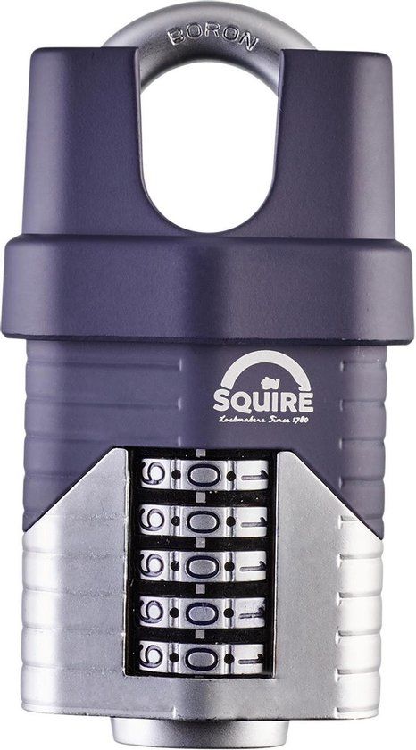 Squire Vulcan Combi 60CS Hangslot - Cijferslot - Gehard staal - 60mm - Grijs/Blauw