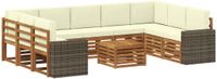 vidaXL Bank loungeset 9 zitplekken Naturel en crème Polyester