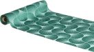 Chaks Tafelloper op rol - 2x - ginkgo print - malagiet groen - 28 x 300 cm - polyester