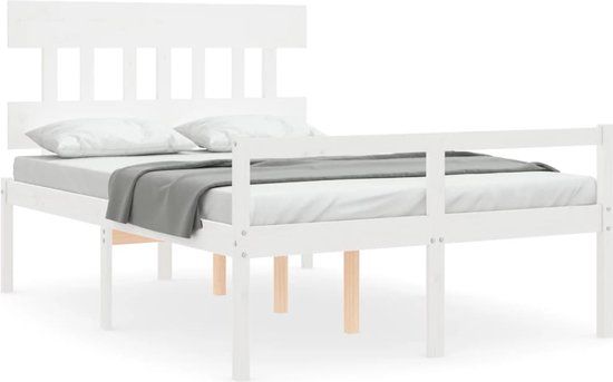 vidaXL Seniorenbed met hoofdbord massief hout wit