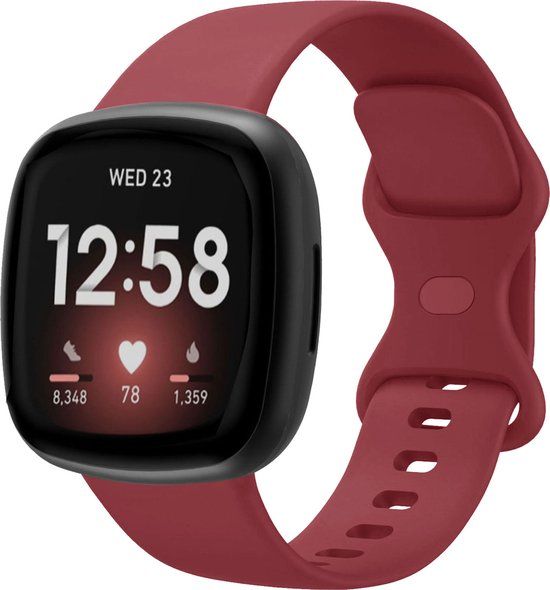 Strap-it Smartwatch bandje - siliconen - Fitbit Versa 3 / 4 / Sense / 2 - wijnrood - S