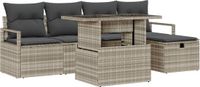vidaXL Tuinbank Set Lichtgrijs Polyrattan
