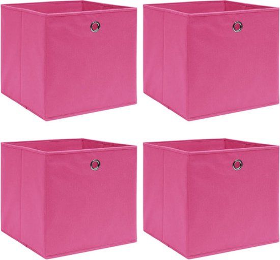vidaXL Opbergboxen - 4 stuks - 32x32x32 cm - Stof - Roze