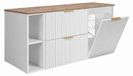 3E 3xE living.com 3xE living Meuble sous-vasque 120 cm, blanc/chêne clair, poignée noire