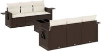 vidaXL 7-delige loungeset met kussens, polyrattan, bruin
