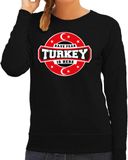 Bellatio Decorations Have fear Turkey is here sweater met sterren embleem in de kleuren van de Turkse vlag - zwart - dames - Turkije supporter / Turks elftal fan trui / EK / WK / kleding S