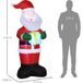 Père Noël gonflable avec cadeau, comprend 3 lumières LED et une pompe à air, 77 x 68 x 184 cm