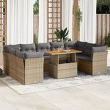 Maison Exclusive - Ensemble de jardin, composé de 10 pièces avec coussins, couleur : beige, matériau : polyrotin