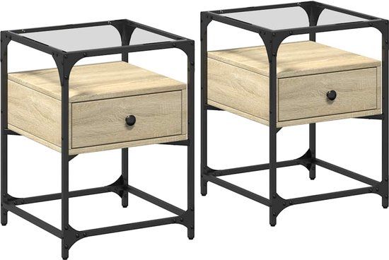 vidaXL Nachtkastjes set van 2 stuks, Sonoma eiken, 40x40x55 cm