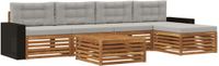 vidaXL - Bank loungeset - Polyester - Naturel en lichtgrijs