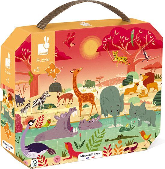 Janod Puzzel Dierenreservaat - 54 Stukjes - Vanaf 5 Jaar