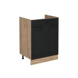 Vicco Keukenonderkast R-Line, Antraciet landelijk/Goudkleurig Eiken, 60 cm met lade zonder werkblad