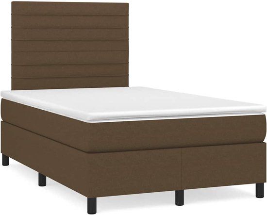 vidaXL Boxspring met matras en LED stof donkerbruin 120x190 cm