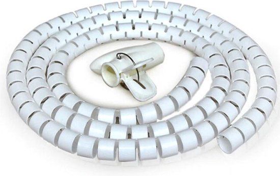 Jumada's - Spiraal Kabelslang 10mm 2M - Wit - 2 Stuks