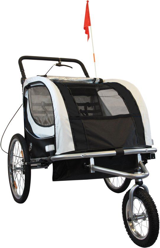 Viking Choice Fietskar voor 2 kinderen - Zwart - Met schokbreker - 40 kg draagvermogen