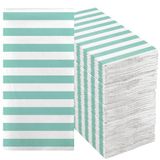 HEKU 80 buffetservetten, 3-laags, 33 x 33 cm, 1/8-vouw, strepen wit/mint