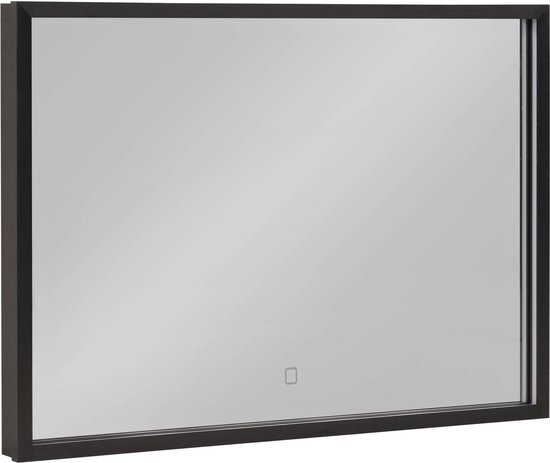Saqu Spiegel 80x4,6x60 cm met LED verlichting en Verwarming Mat Zwart