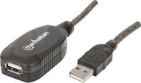 Manhattan USB 2.0 A Male naar USB 2.0 A Female Kabel - 20 m - Zwart