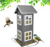 Merkloos / Sans marque Relaxdays Vogelvoederhuisje - 26x12x12 cm - metaal - grijs