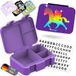 Bearfoot Bento Box COMPACT | Broodtrommel voor kinderen voor school & kleuterschool | Lekvrije lunchbox voor meisjes & jongens | Praktisch, licht & compact (Eenhoorn Glow Lila, 650 ml)