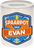 Bellatio Decorations Kinder spaarpot met naam - Evan - keramiek