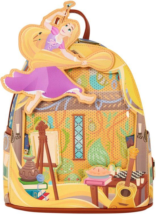 Loungefly Disney Tangled Rapunzel Glow Pin Trader Mini Backpack