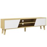 HOMCOM TV-meubel - Spaanplaat - 150x30x42cm - Natuurlijk hout