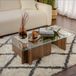 Hanah Home Table basse Noyer naturel Verre opale 105x65x30 cm