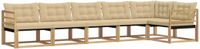 vidaXL Hoek loungeset 6-delig Acacia Hout Wit en Beige