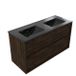 Saniclass Holz Frame Badkamermeubelset - 120x45x62cm - Vygo keramische wastafel zwart - 2 wasbakken - zonder kraangaten - 2 lades - mat eiken charcoal (hout) SW1578607/SW773933