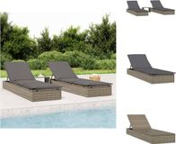 vidaXL Ligbedden 2 stuks met tafel Poly rattan Grijs