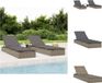 vidaXL Ligbedden 2 stuks met tafel Poly rattan Grijs