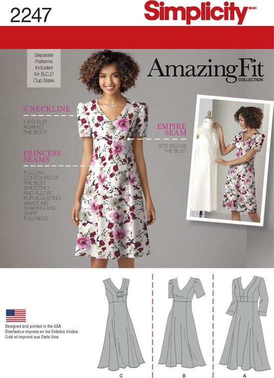 Simplicity 2247 - AmazingFit Jurk met Variaties - Maat 46-54 - Naaipatroon