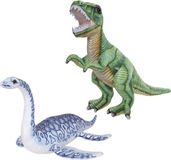 Nature Planet Aps Speelgoed set van 2x pluche dino knuffels T-Rex en Plesiosaurus van ongeveer 30 cm
