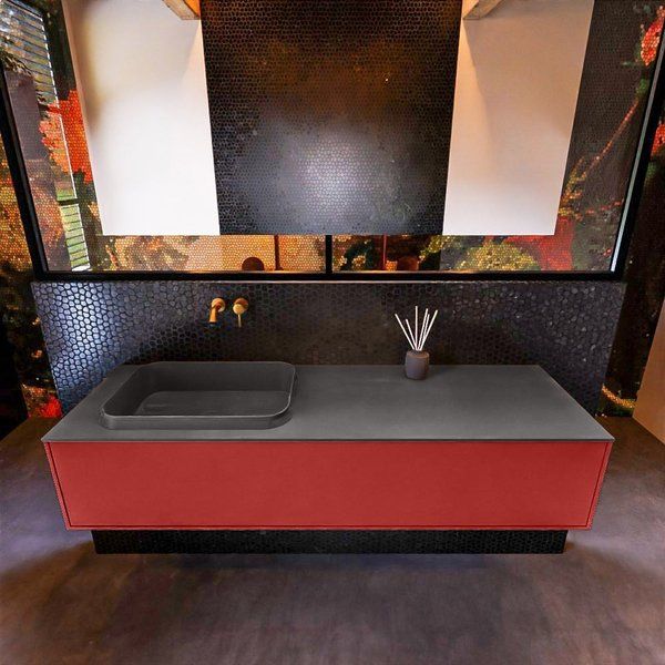 Mondiaz ERIN 150cm badmeubelset onderkast Fire Dark grey 1 lade links