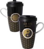 Goebel Lotus Koffie / Thee mok Yin Yang Zwart Beker to go - porselein - 500ml