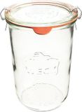 Weck pot en deksel (750ml) 3/4L 6 stuks met glazen deksel zonder ring en inmaakklemmen