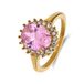 Lucardi Dames Stalen goldplated vintage ring met roze zirkonia