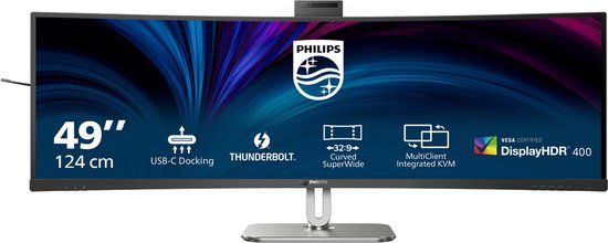 Philips 49B2U6903CH/00 computer monitor 124,5 cm (49") 5120 x 1440 Pixels Dual QHD LCD Grijs