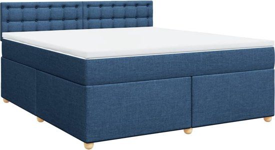 vidaXL Boxspring met matras stof blauw 180x200 cm