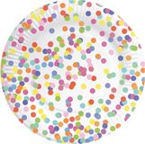 Haza-Witbaard Confetti thema feest assiettes en carton - 16x pièces - D23 cm - Fête d'enfants/anniversaire d'enfant - Assiettes jetables - Assiettes à gâteau
