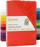 Lavea® Hoeslaken 180x200 cm – 100% Katoen, Zacht en Ademend – Geschikt voor Matrassen tot 20 cm – Jersey met Elastiek Rondom – Karmijnrood