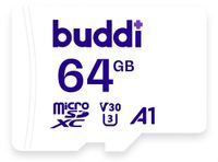 Buddi MicroSDXC Geheugenkaart met SD Kaart Adapter 64GB Wit