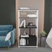 Stijlvolle boekenplank, wit en antraciet, 60 x 120 x 29,6 cm, 100% melamine gecoat deeltjesbord, 18 mm dik, perfect voor moderne decoratie thuis en op kantoor