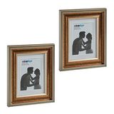 Relaxdays fotolijstjes set van 2, staand of liggend, 13x18 cm, passepartout 9x13 cm, ophangen of neerzetten, goud
