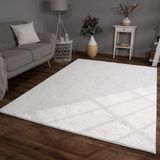 TT Home Hoogpolig Vloerkleed Imitatiebont 100x200 cm Wit